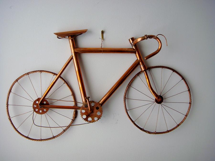 Sports Sculpture - Copper Bicycle by Jeff Zuck