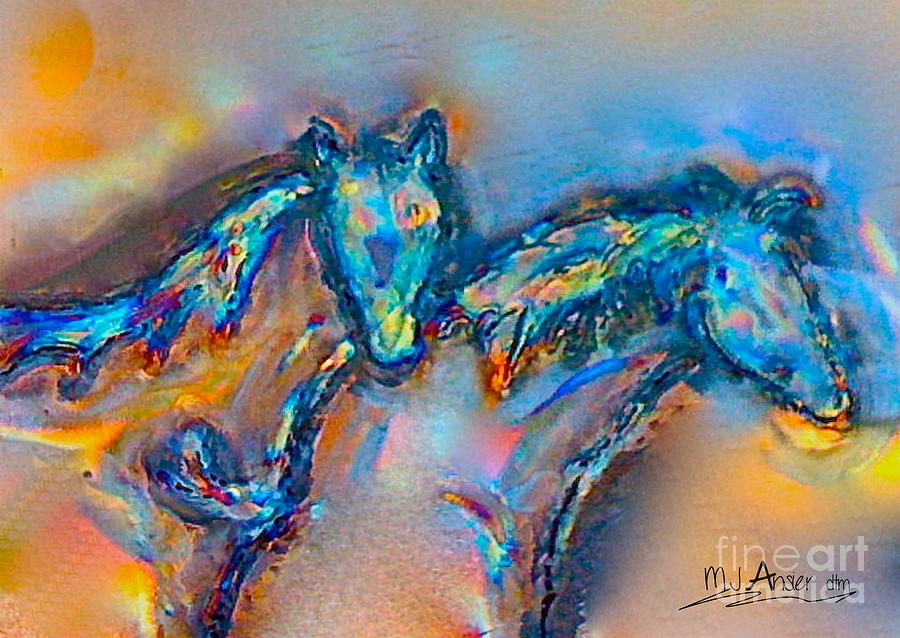 Copper Horses 1 Painting by Mark Ansier Pixels