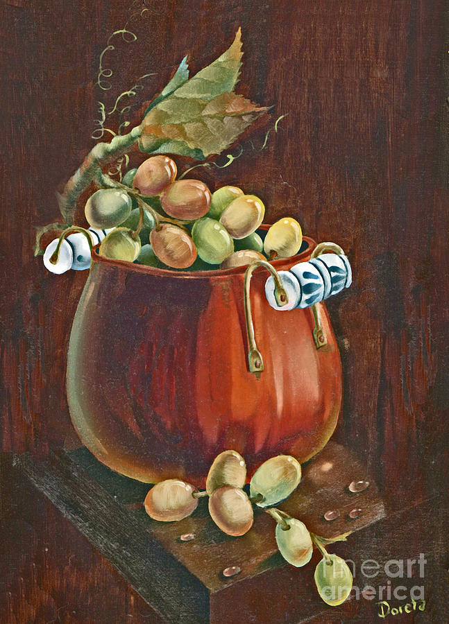 Still Life Painting - Copper Kettle of Grapes by Doreta Y Boyd