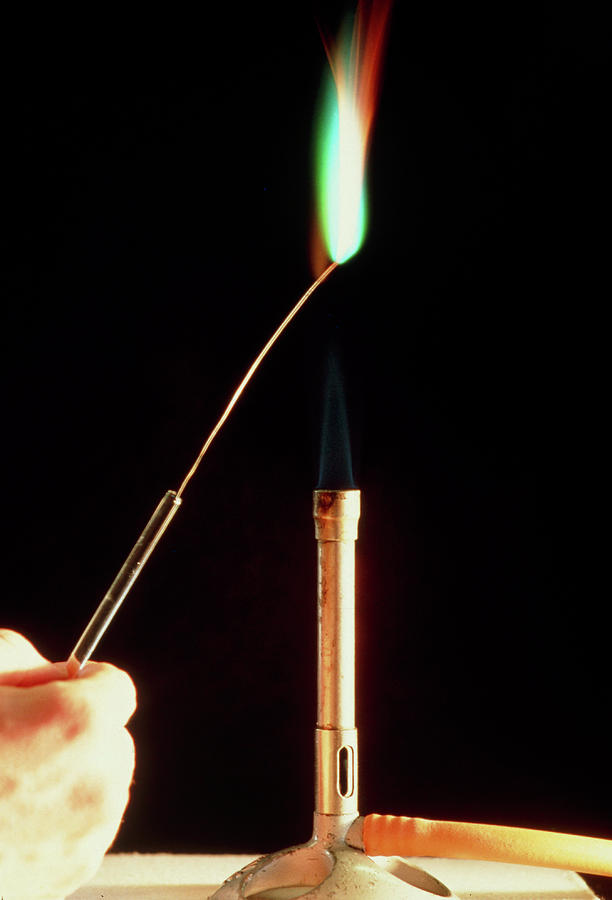 Copper Metal Flame Test Photograph by Andrew Mcclenaghan/science Photo Library.