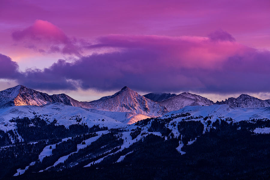 Copper Mountain and Tenmile Range Mountain View Winter Sunset Photograph by Adventure_Photo