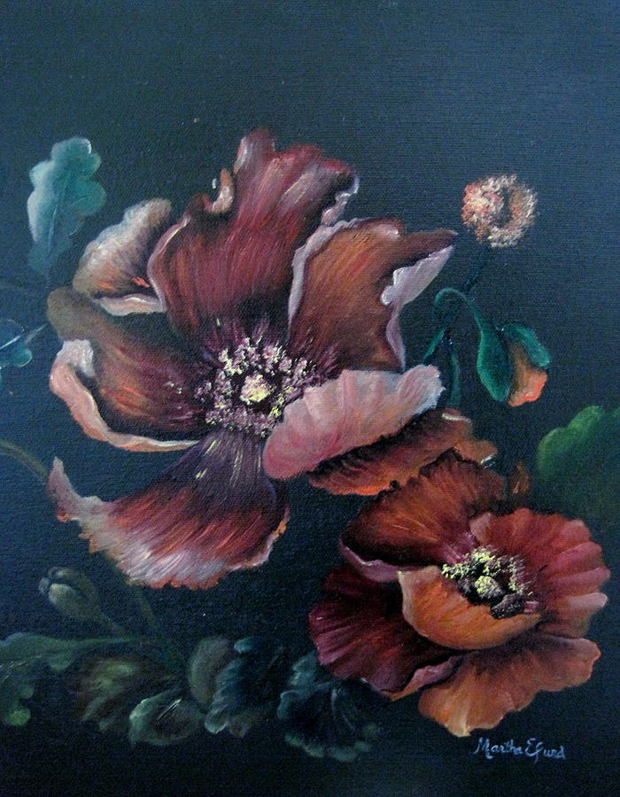 Flower Painting - Copper Poppies by Martha Efurd