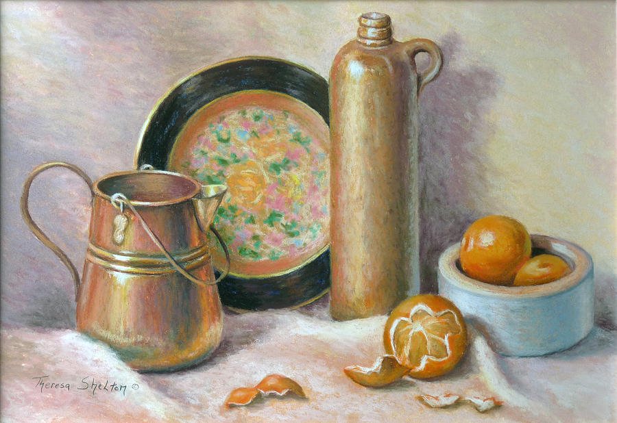 Copper Pot with Tangerines Pastel by Theresa Shelton - Fine Art America