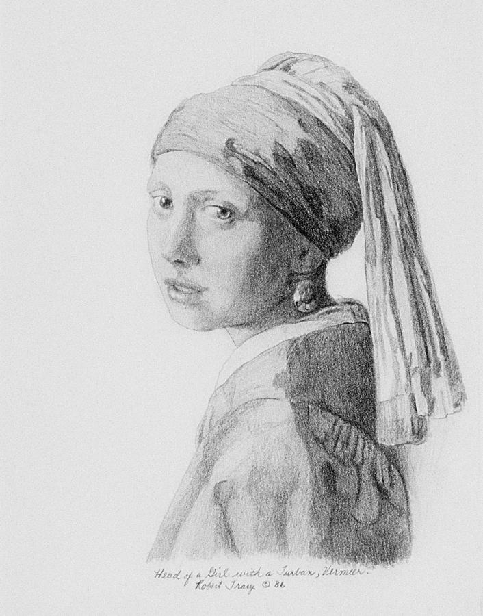 Copy after Vermeer Head of a Girl Drawing by Robert Tracy