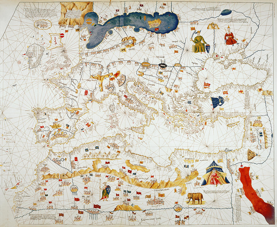 Copy Of Catalan Map Of Europe, North Africa And The Middle East Drawing ...