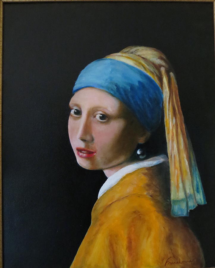 Copy of Girl with Pearl Earring Painting by Leonard Franckowiak - Fine ...