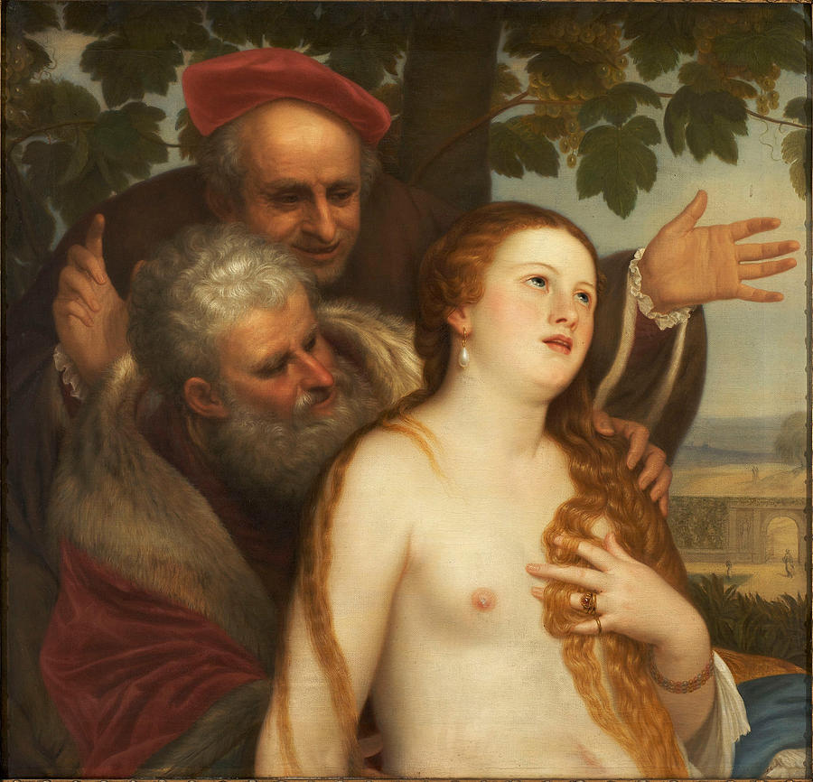 Copy of Tizians Suzanne at her bath  Painting by Lars Hansen