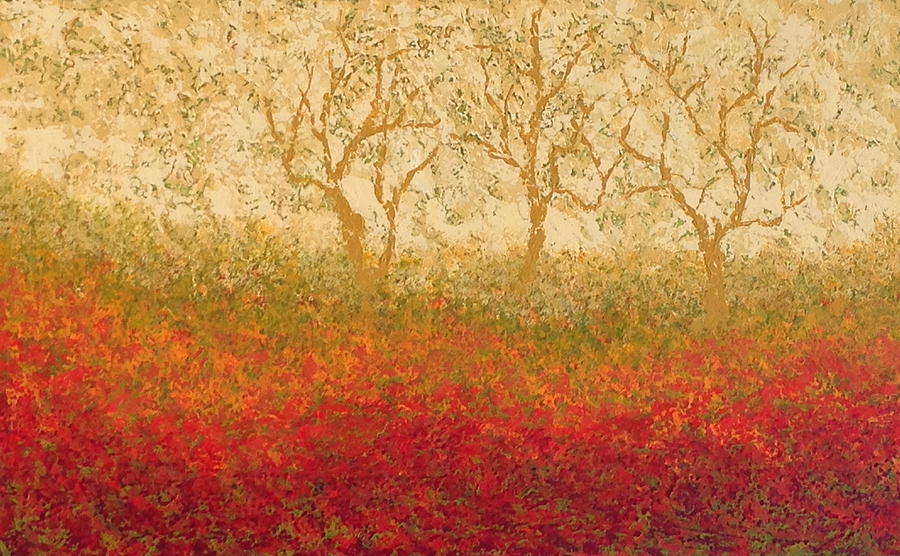 Coquelicots Ets Oliviers Painting by Barrett Edwards