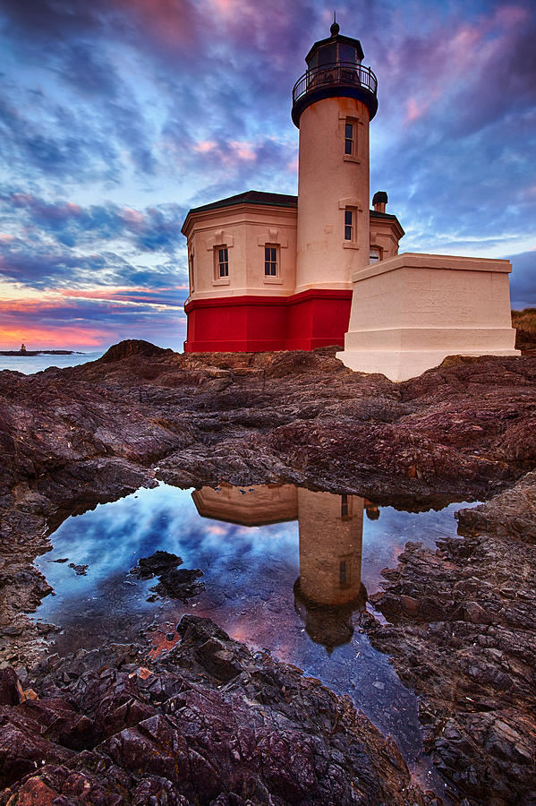 Lighthouse Photograph - Coquille Rising by Darren White