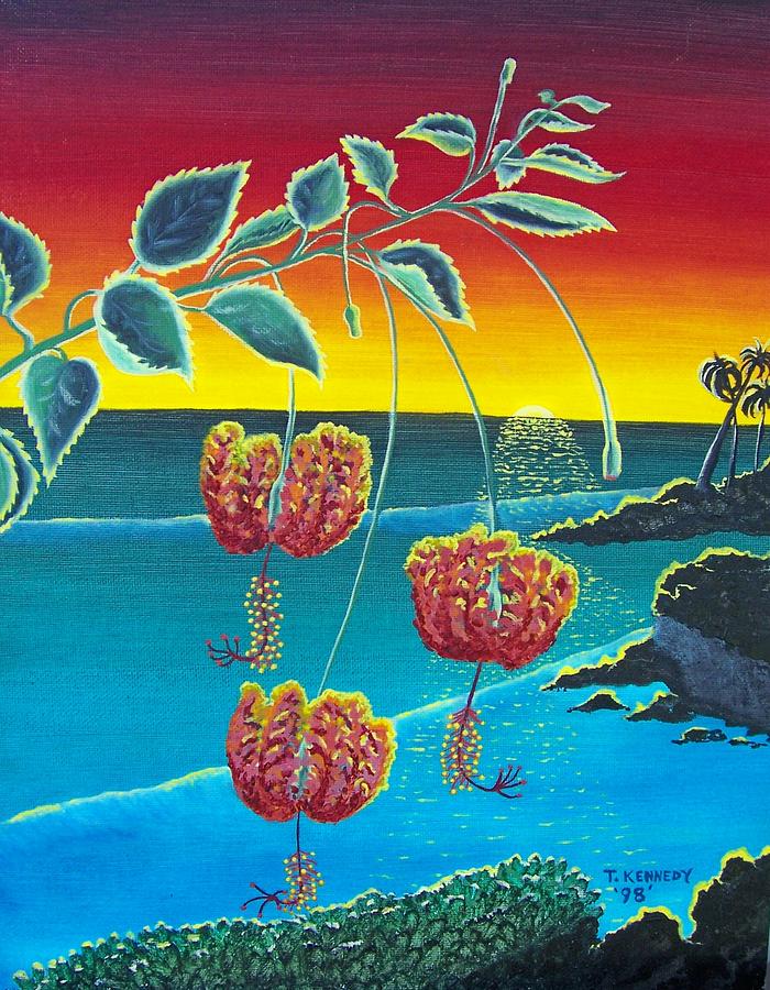 Coral Hibiscus Painting by Thomas F Kennedy