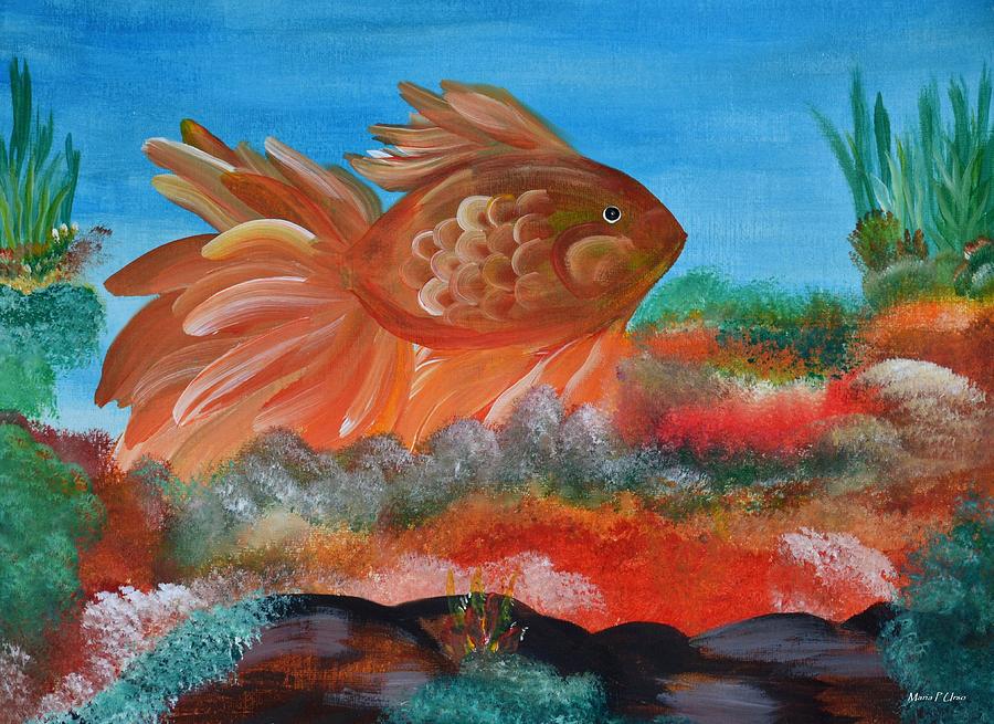 Coral Land Goldfish Painting by Maria Urso - Fine Art America