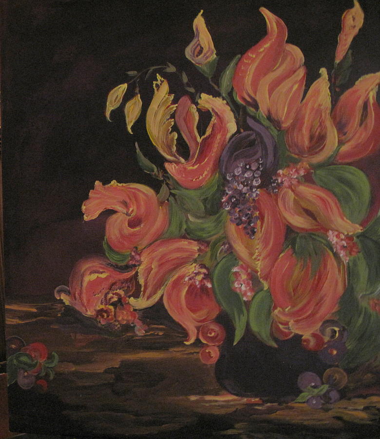 Floral Painting - Coral by Mary h spencer hollis Driskell