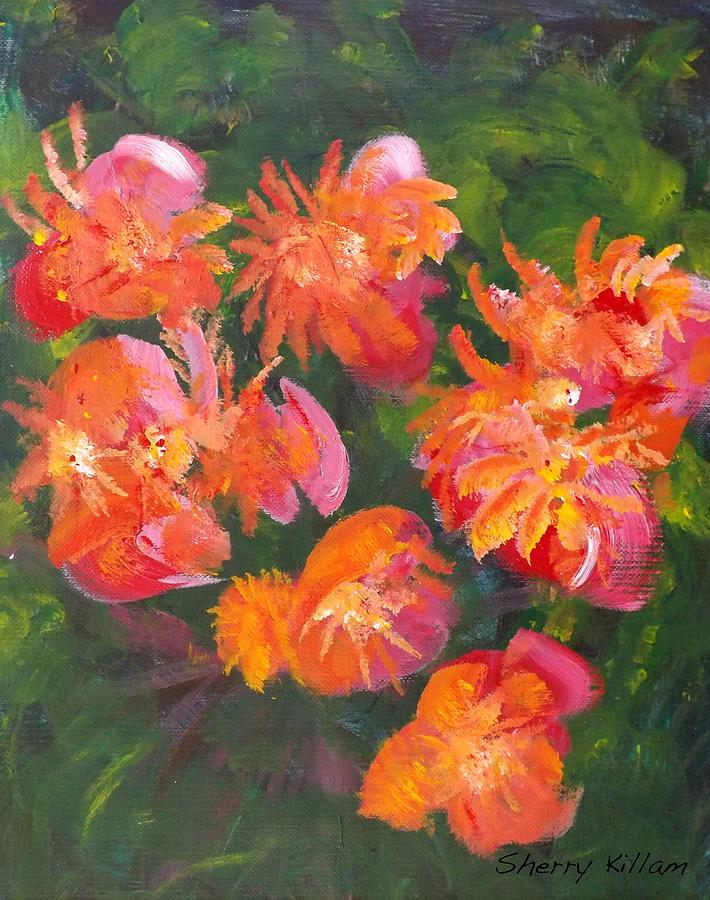 Coral Orchids Painting by Sherry Killam