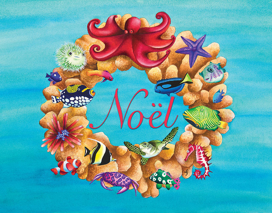 Animal Photograph - Coral Wreath Noel by MGL Meiklejohn Graphics Licensing