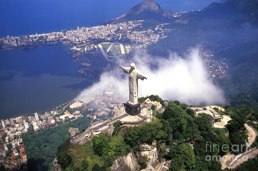 Corcovado Christ Statue In Rio De Photograph by Bill Bachmann
