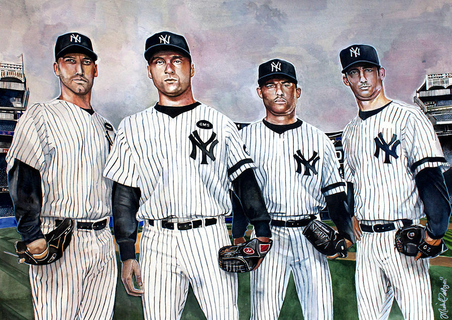 Derek Jeter Painting - Core 4 Yankees  by Michael Pattison