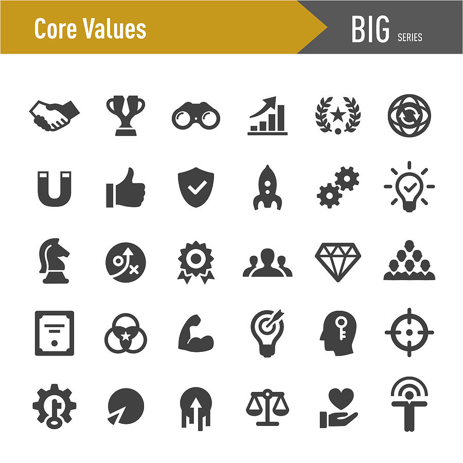 Core Values Icon Set - Big Series Drawing by -victor-