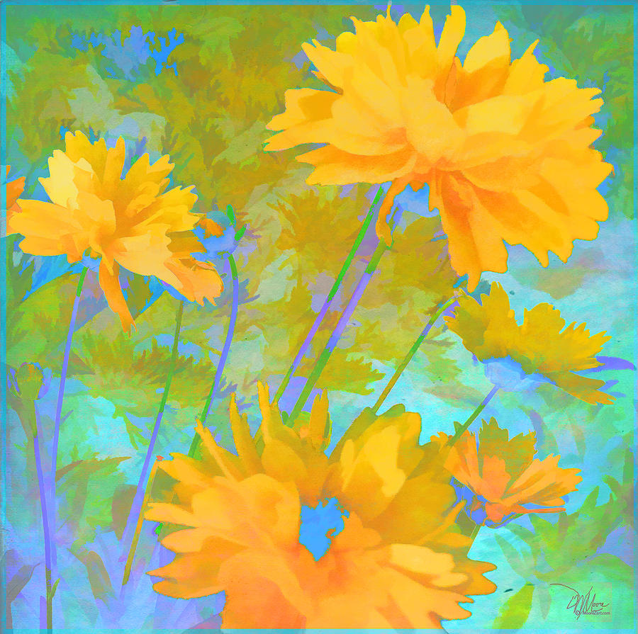 Coreopsis - Yellow and Green Painting by Douglas MooreZart