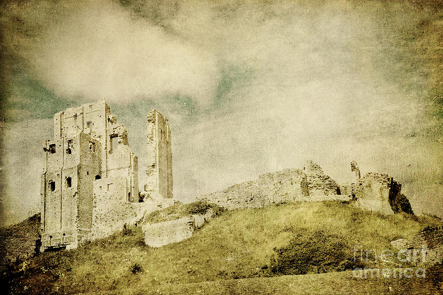 Corfe Castle - Dorset - England - Vintage Effect Photograph by Natalie Kinnear