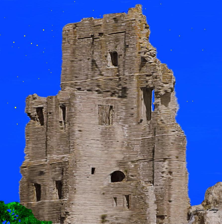 Corfe Castle Ruins Painting by Bruce Nutting