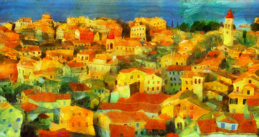 Corfu island Painting by George Rossidis