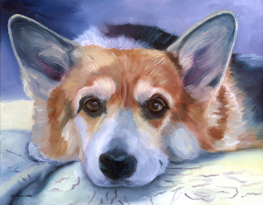 Dog Painting - Corgi Gazing by Lyn Cook