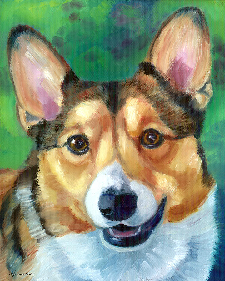 Dog Painting - Corgi Smile by Lyn Cook