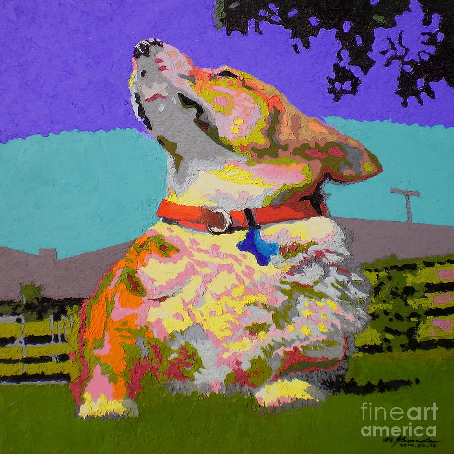 Dog Painting - Corgi Sun Bathing V.1 by Max Yamada Dog Painting - Corgi Sun Bathing V.1 by Max Yamada