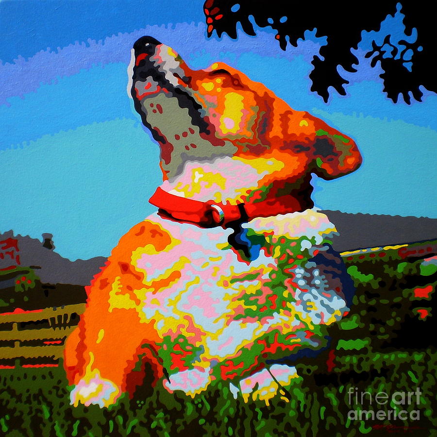 Dog Painting - Corgi Sun Bathing v.2 by Max Yamada