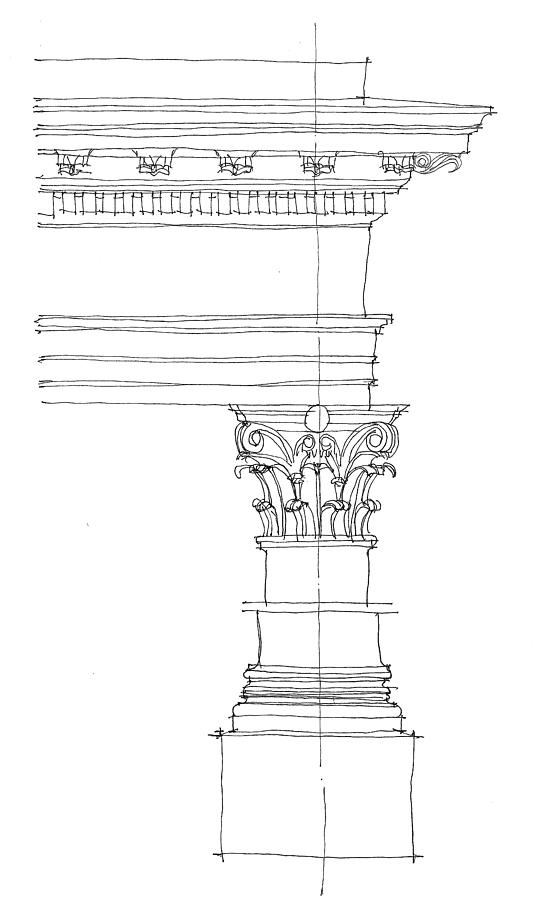 Architecture Drawing - Corinthian Order by Calvin Durham