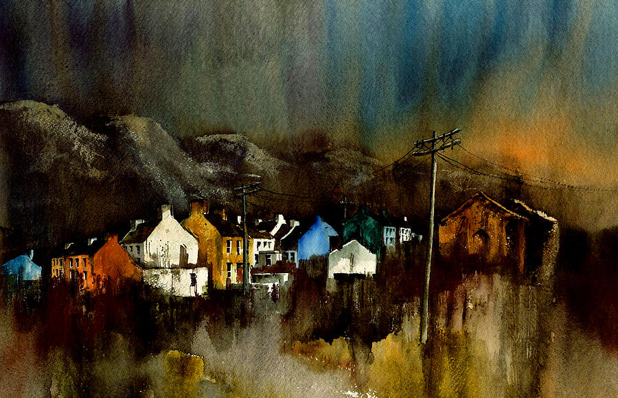 Allihies Village Dusk Beara Cork Painting by Val Byrne