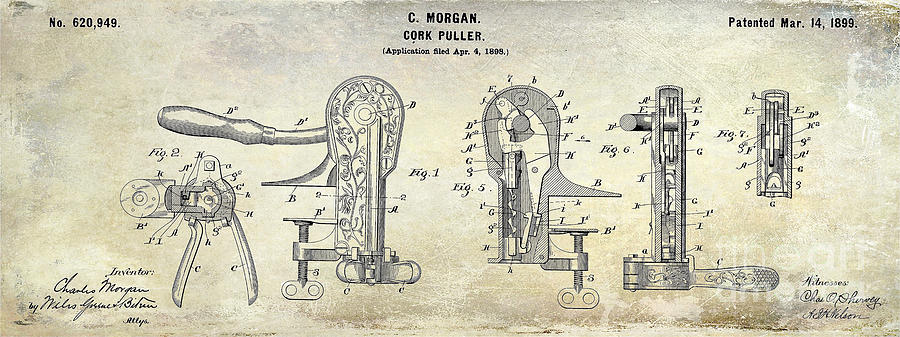 Cork Puller Patent 1899 Photograph by Jon Neidert