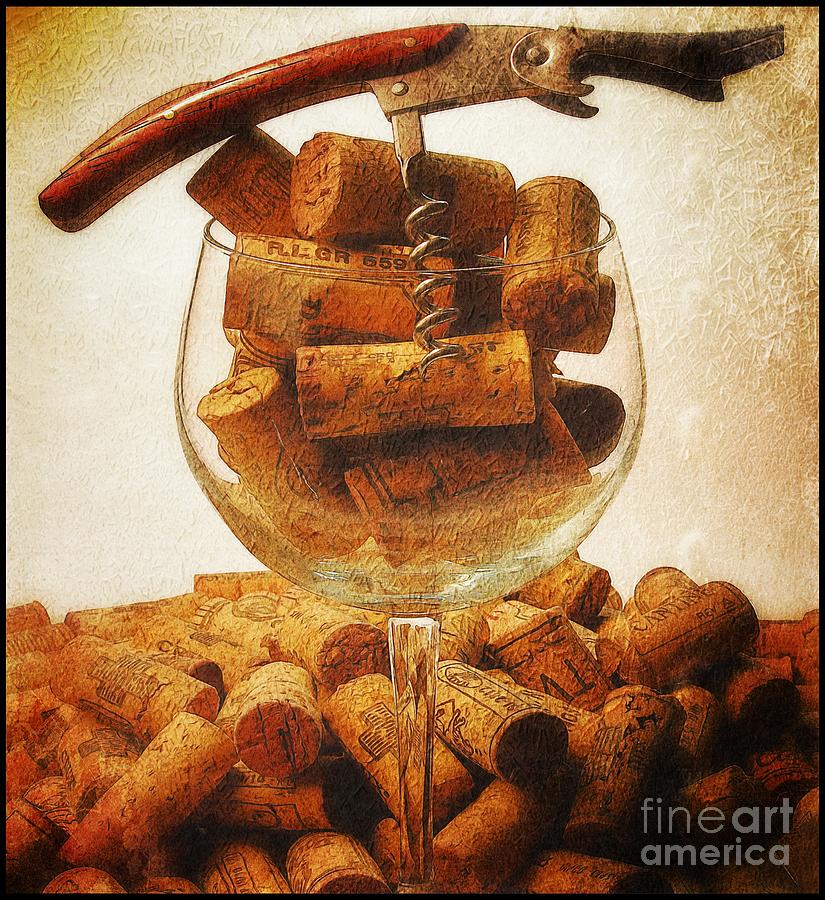 Corks and elegant corkscrew Photograph by Stefano Senise
