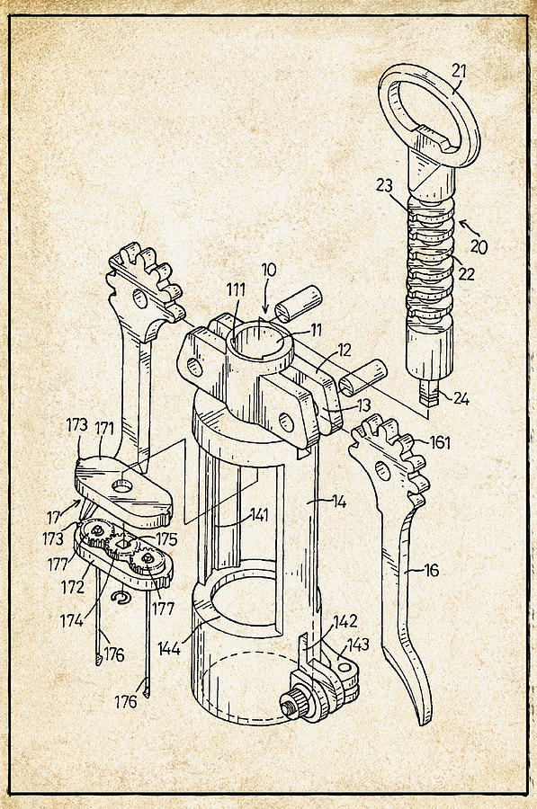 Wine Photograph - Corkscrew Patent by Bill Cannon