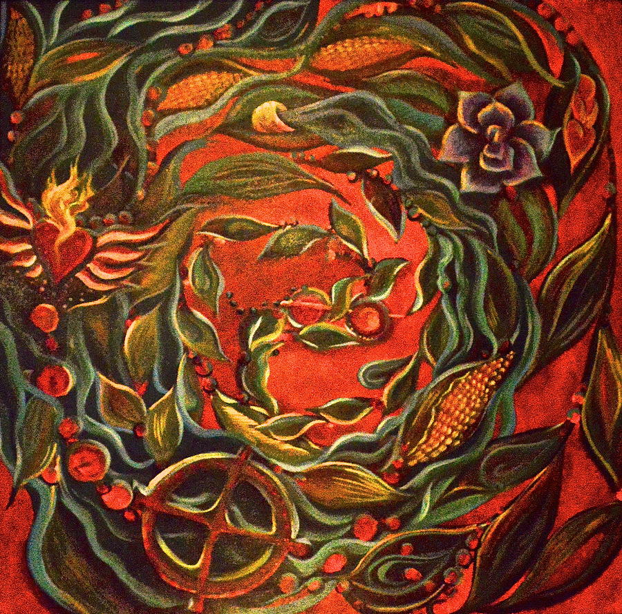 Corn and Water Prayer Painting by Crystal Charlotte Easton