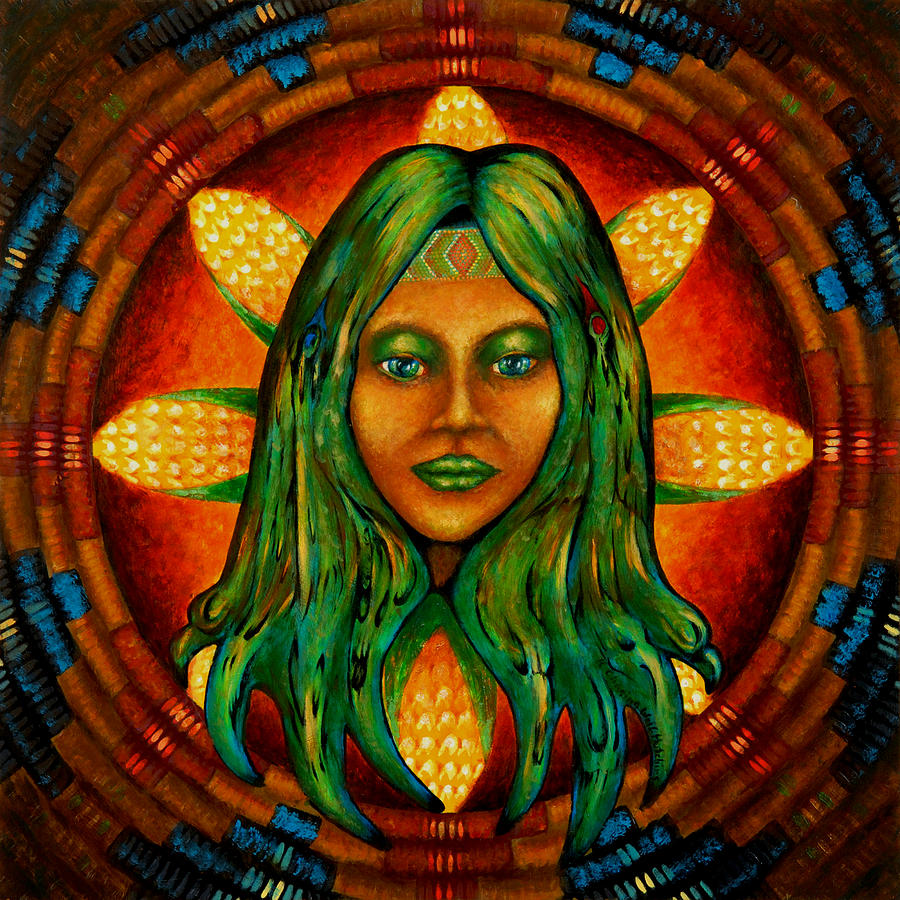 Corn Maiden Painting by Kevin Chasing Wolf Hutchins