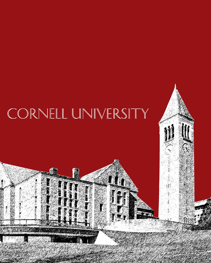 Architecture Digital Art - Cornell University - Dark Red by DB Artist