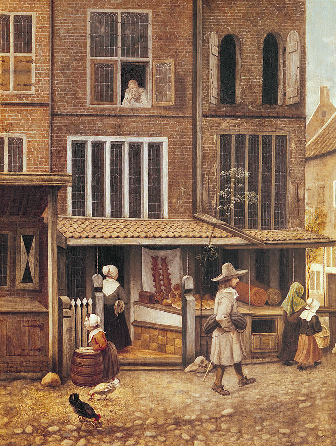 Bread Photograph - Corner Of A Town With A Bakery Oil On Panel by Jacobus Vrel or Frel