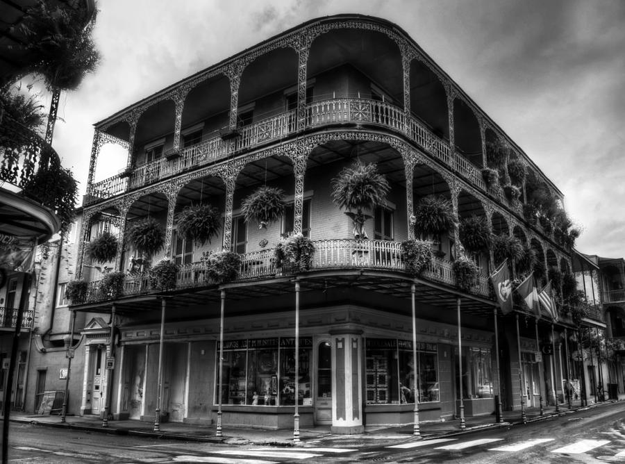 New Orleans Photograph - Corner of St. Philip and Royal Street in Black and White by Greg and Chrystal Mimbs