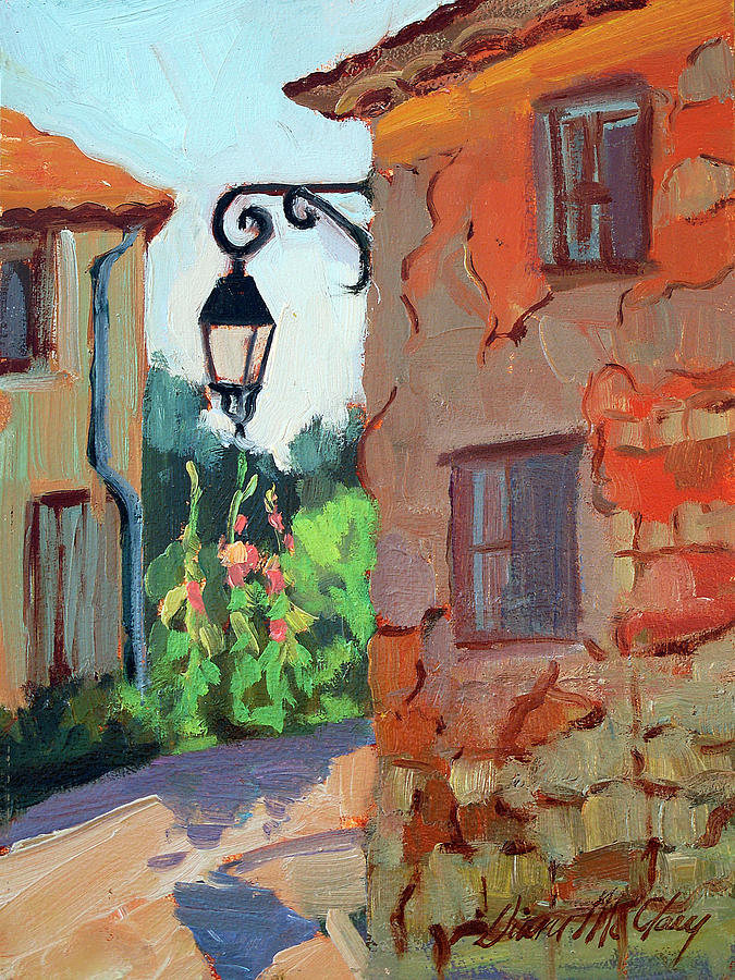 Street Corner in St. Colombe Painting by Diane McClary