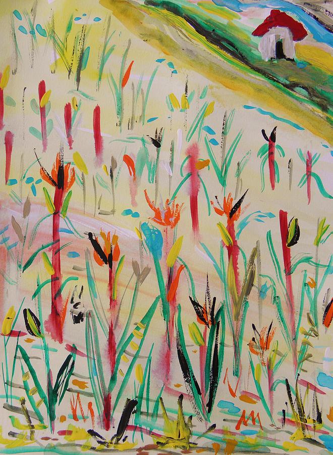 Summer Painting - Cornfield and Small Barn by Mary Carol Williams