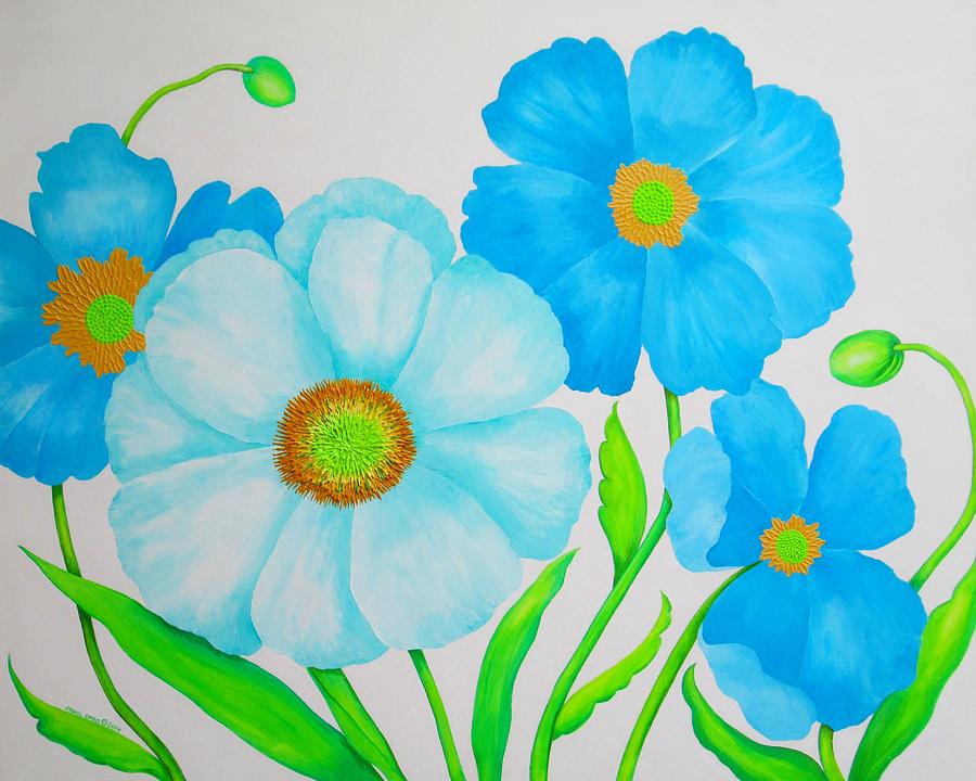 Flower Painting - Cornflowers by Carol Sabo