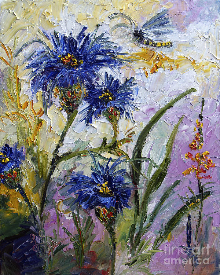 Cornflowers Provence Painting by Ginette Callaway