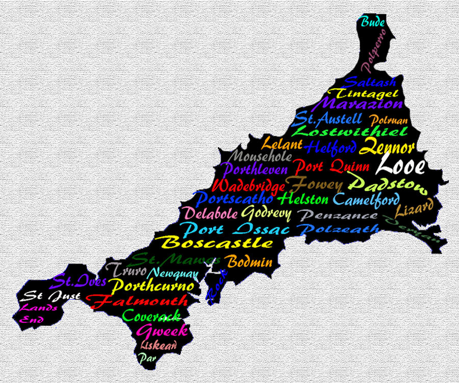 Cornwall Word Map Digital Art by Keith Sutton Fine Art America