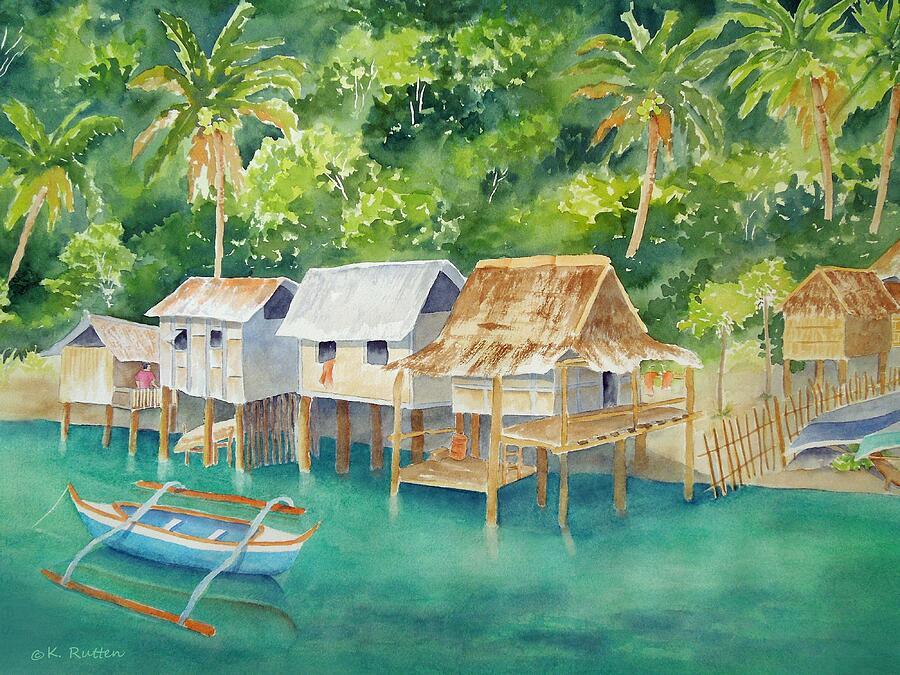 Coron Fishing Huts Painting By Kathleen Rutten - Fine Art America