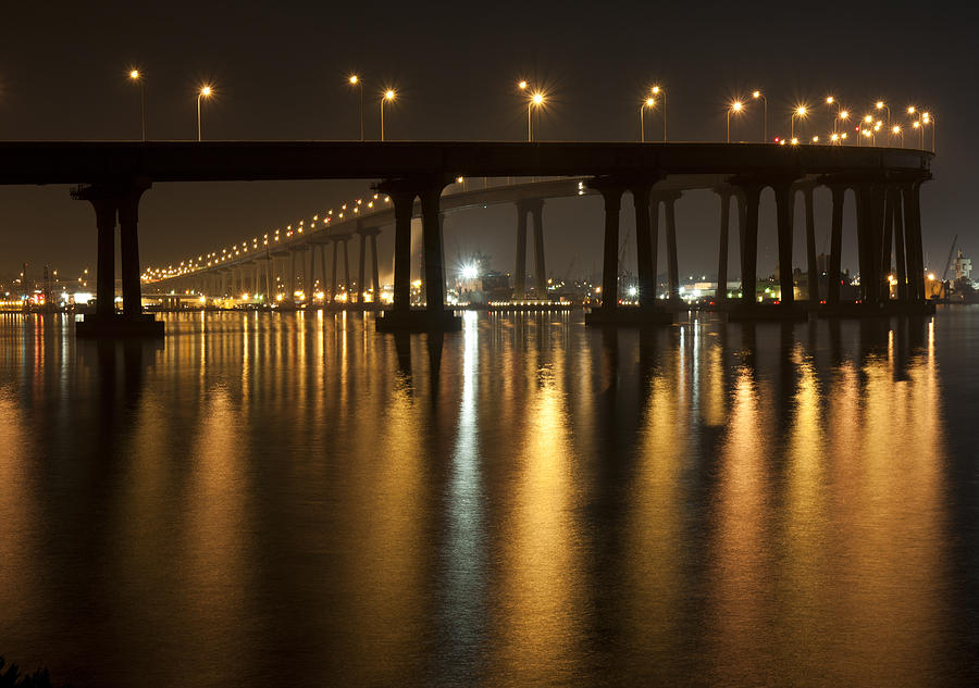 Coronado Bridge at night Photograph by Nathan Rupert