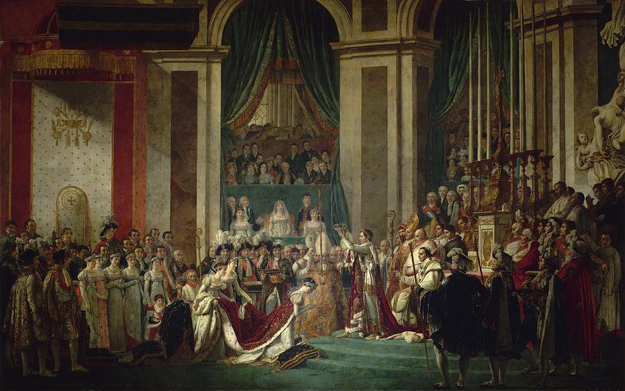 Coronation of Emperor Napoleon I and Coronation of the Empress Josephine in Notre-Dame de Paris Painting by Jacques-Louis David