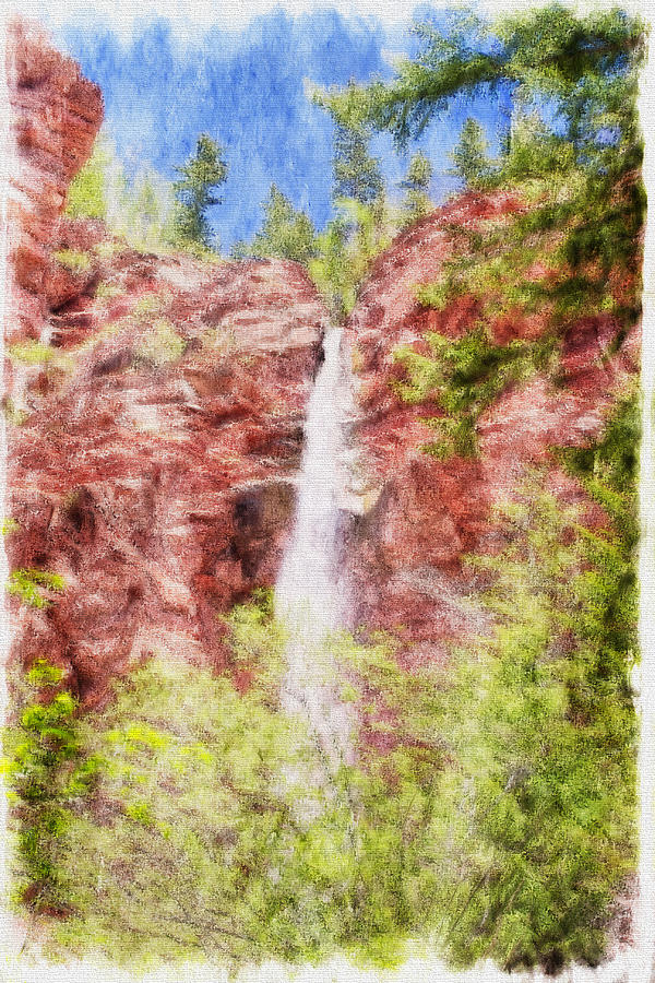 Coronet Creek Waterfalls  Digital Art by Rick Wicker