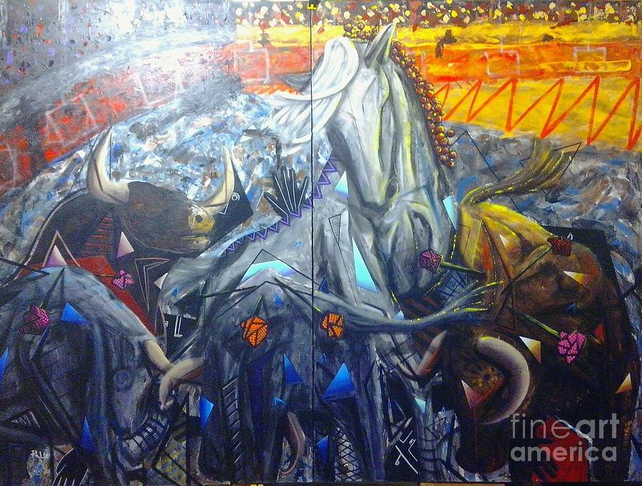 Bull Painting - Corrida De Toros  by Pablo  Mendoza 
