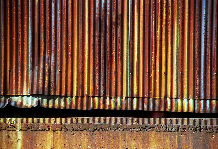 Corrugated Metal Orange Wall Photograph by Greg Kluempers